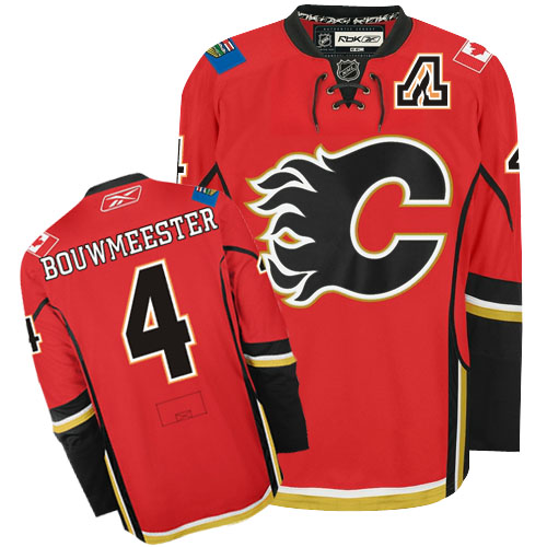 High Quality Calgary Flames 4 Jay Bouwmeester Red Reebok NHL Hockey Jersey With Safe Shipping